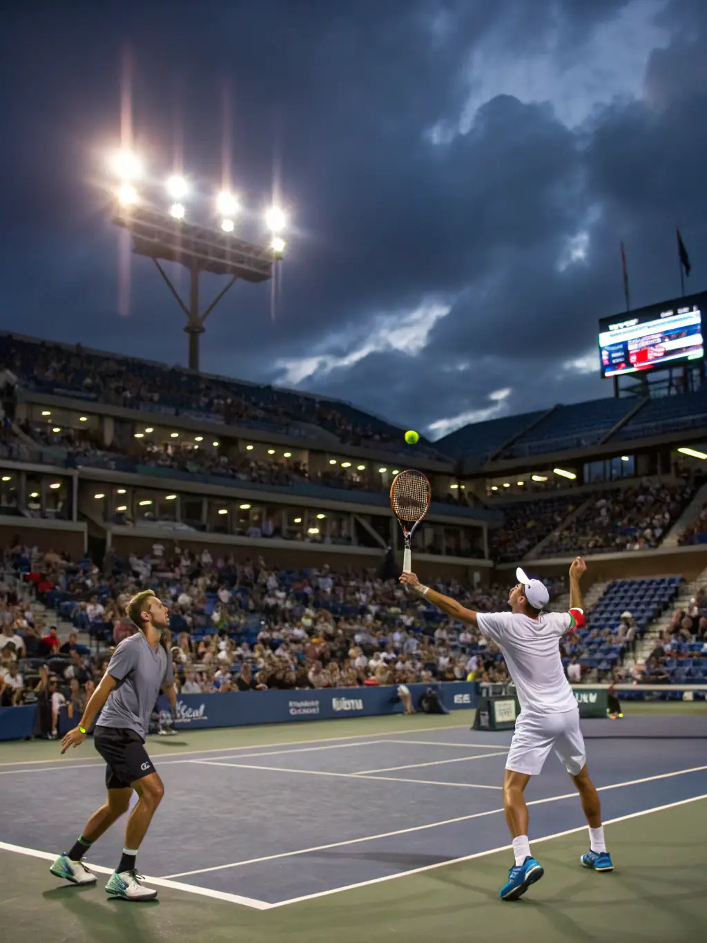 Modern lighting system illuminating the tennis courts at CREULLOIS TENNIS CLUB, allowing for extended playing hours and enhanced visibility during evening matches.