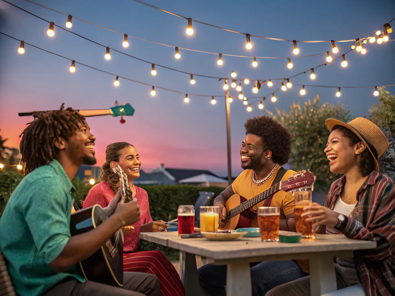A lively image of a social gathering at the tennis club, featuring members enjoying food, drinks, and conversation in a relaxed and friendly atmosphere.